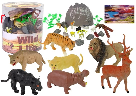 Набор фигурок диких животных, 34 элемента, сафари, лев, гепард, тигр Inne