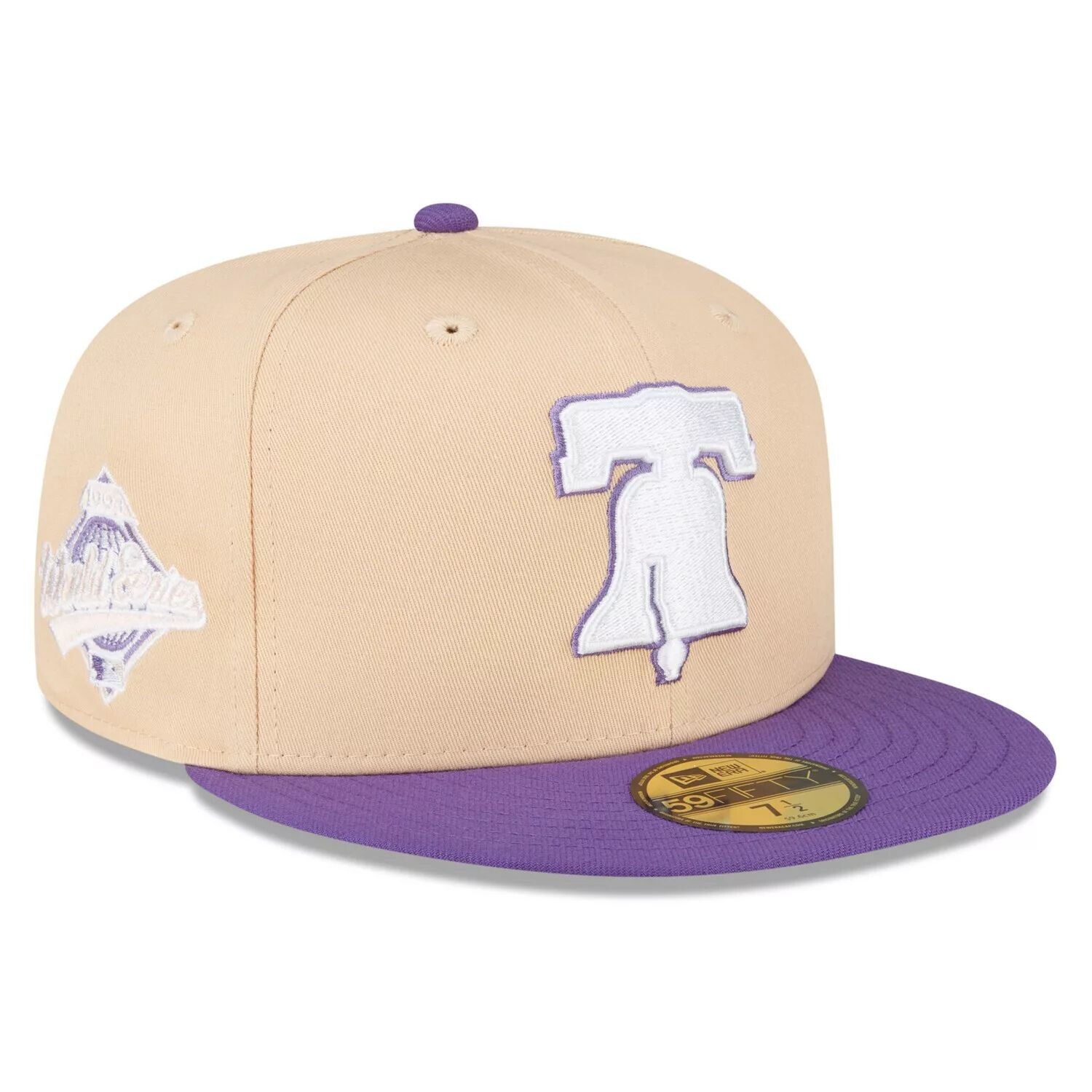

Мужская шляпа New Era персикового/фиолетового цвета Philadelphia Phillies 1993 World Series с боковой нашивкой 59FIFTY.