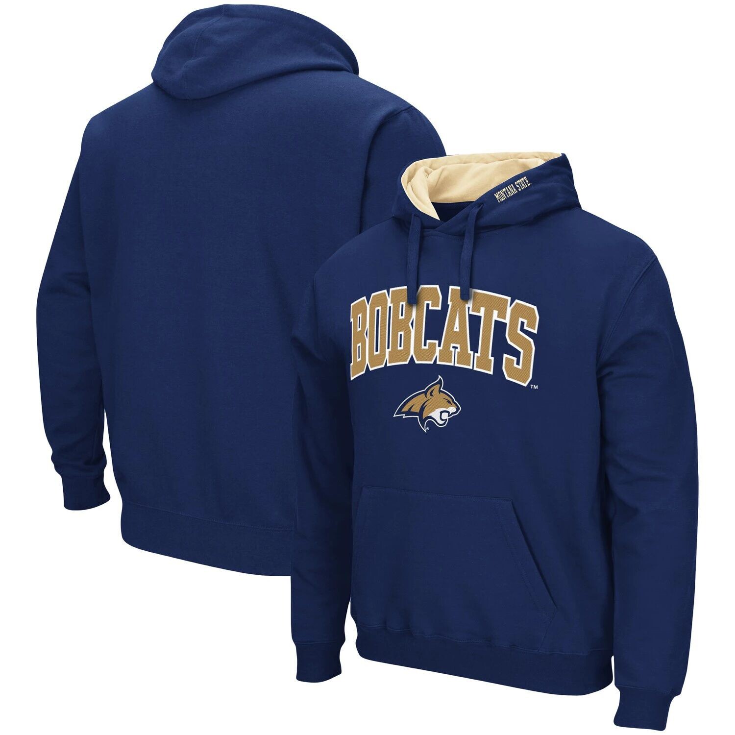 

Мужской темно-синий пуловер с капюшоном Montana State Bobcats Arch и Logo Colosseum