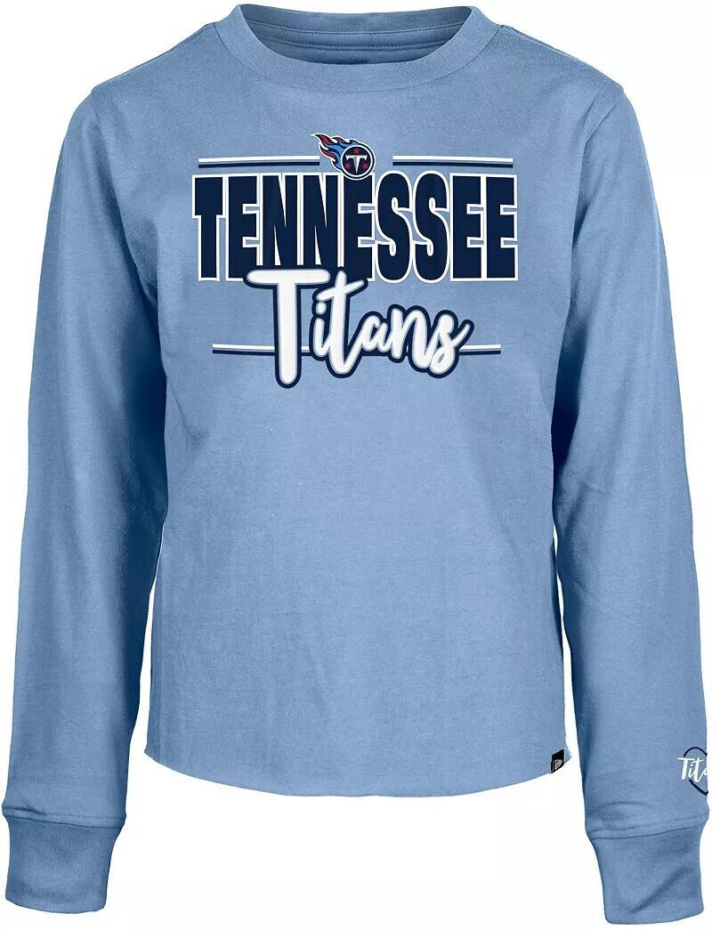 

Голубая футболка с длинными рукавами New Era Little Kids с надписью Tennessee Titans, Синий