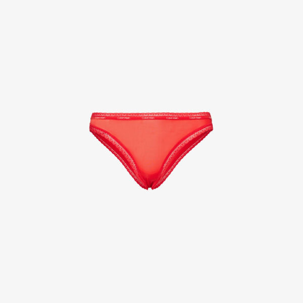 

Трусики средней посадки с кружевной отделкой из эластичной ткани Calvin Klein, цвет rouge