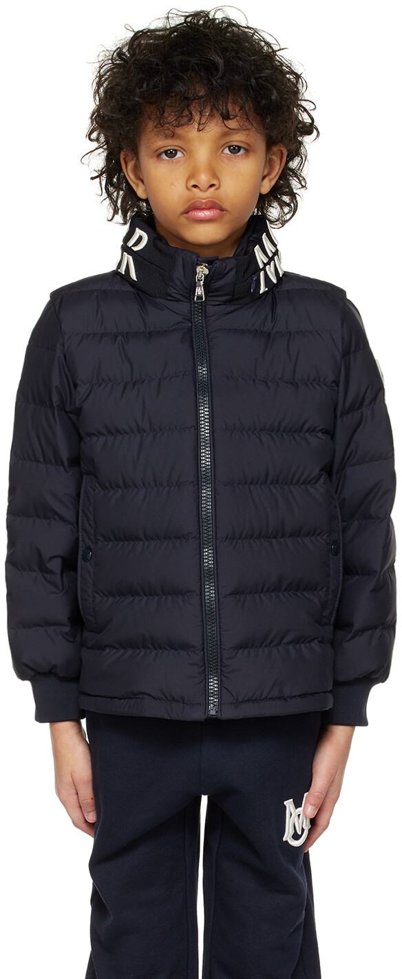 

Moncler Enfant Kids Темно-синий пуховик Akio