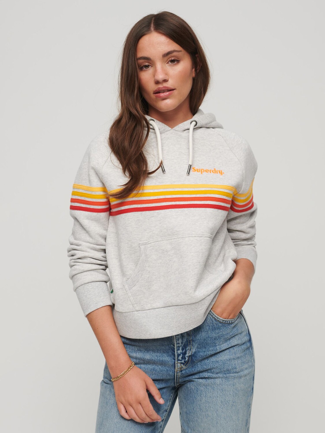 

Толстовка с логотипом в радужную полоску Superdry, бирут грей мергель