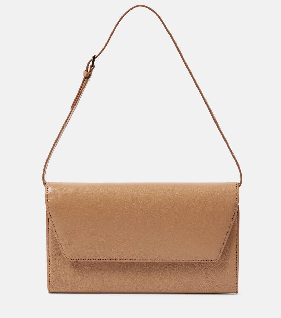 

Вечерний кожаный клатч The Row, цвет warm chestnut light gold