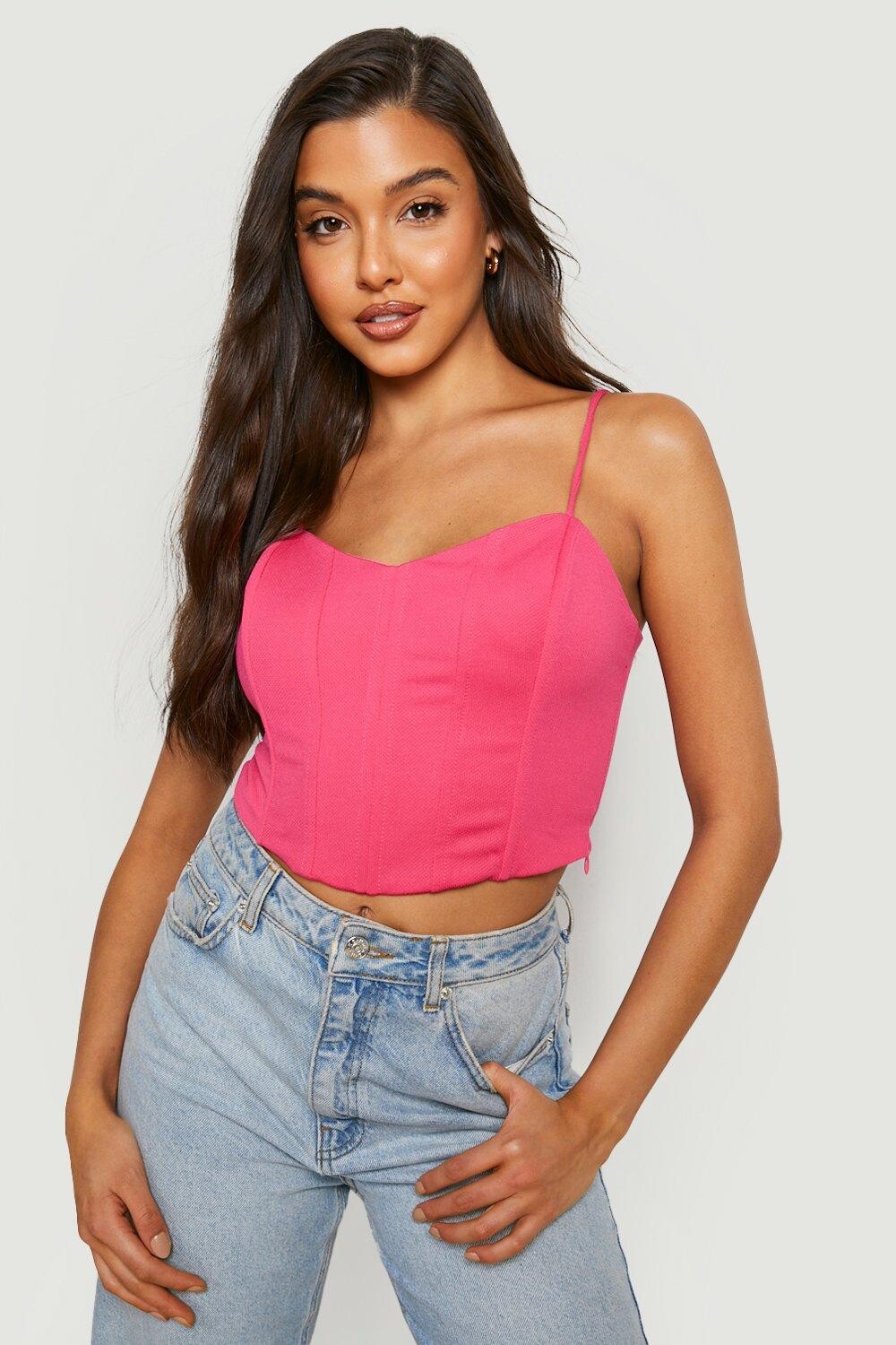 

Корсетный топ с брязками Boohoo, розовый