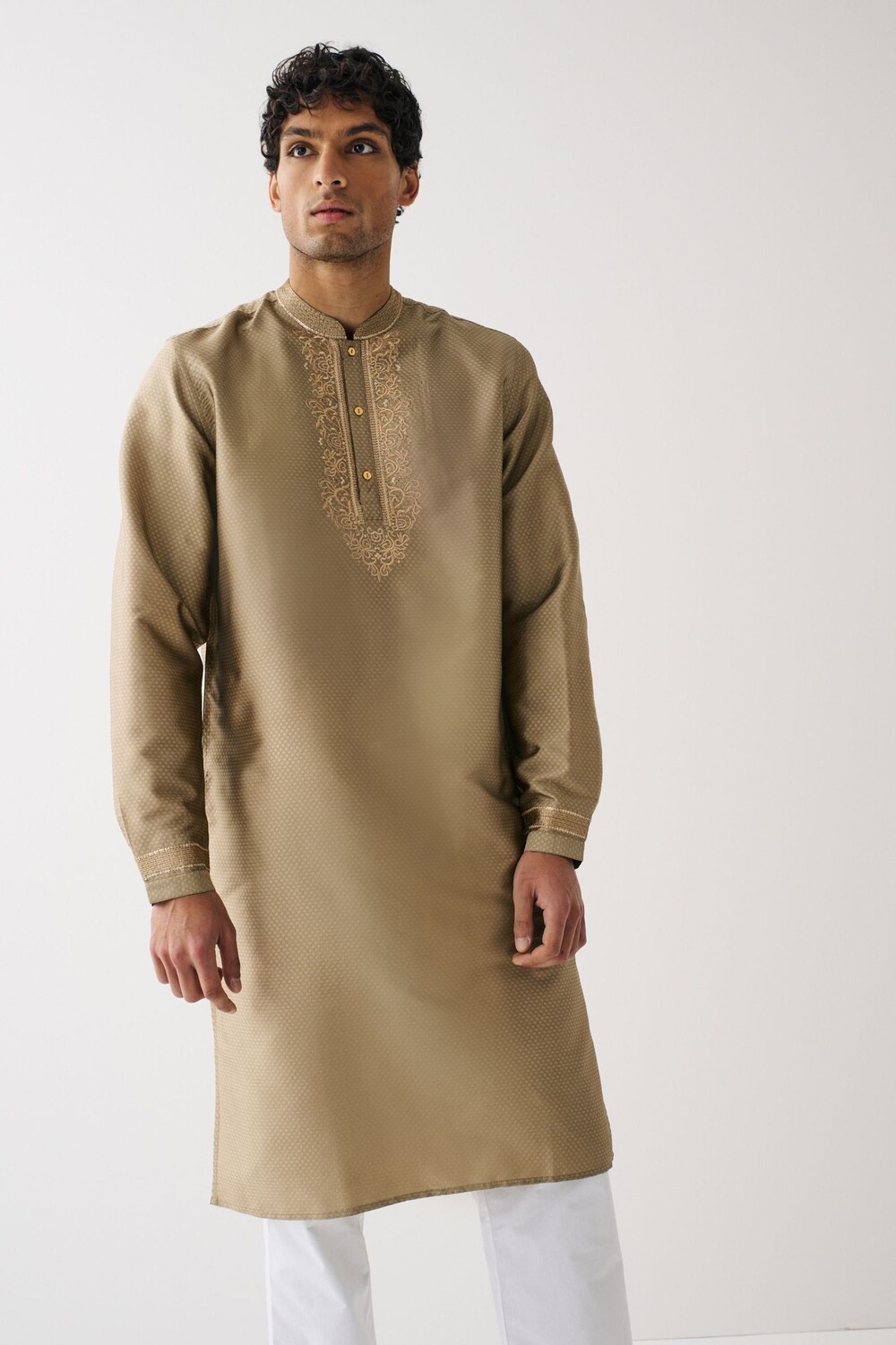 

Мужская удлиненная куртка Kurta с вышивкой Next, желтый