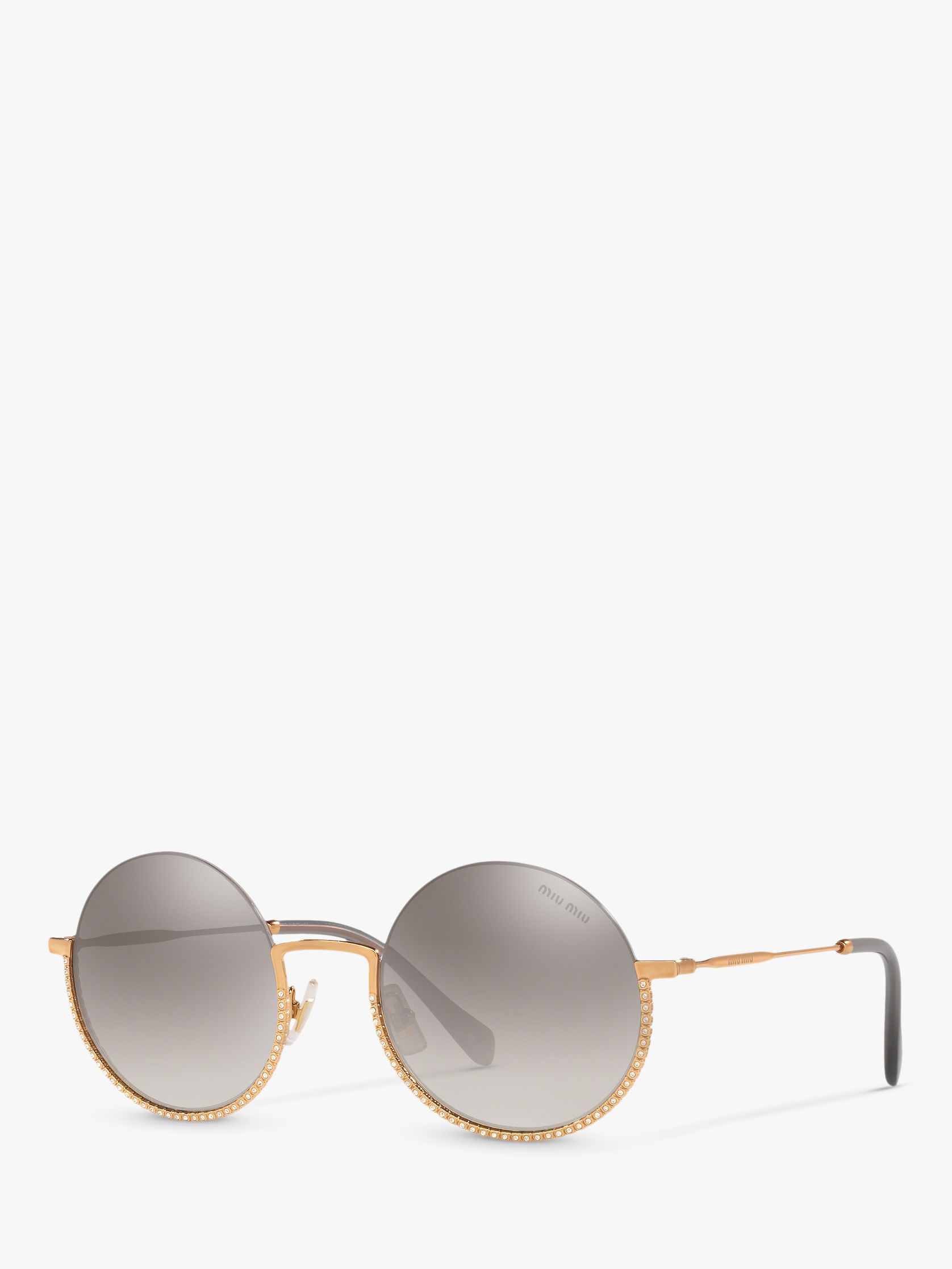 MU 69US Женские круглые солнцезащитные очки с украшением Miu Miu, золотой/серый