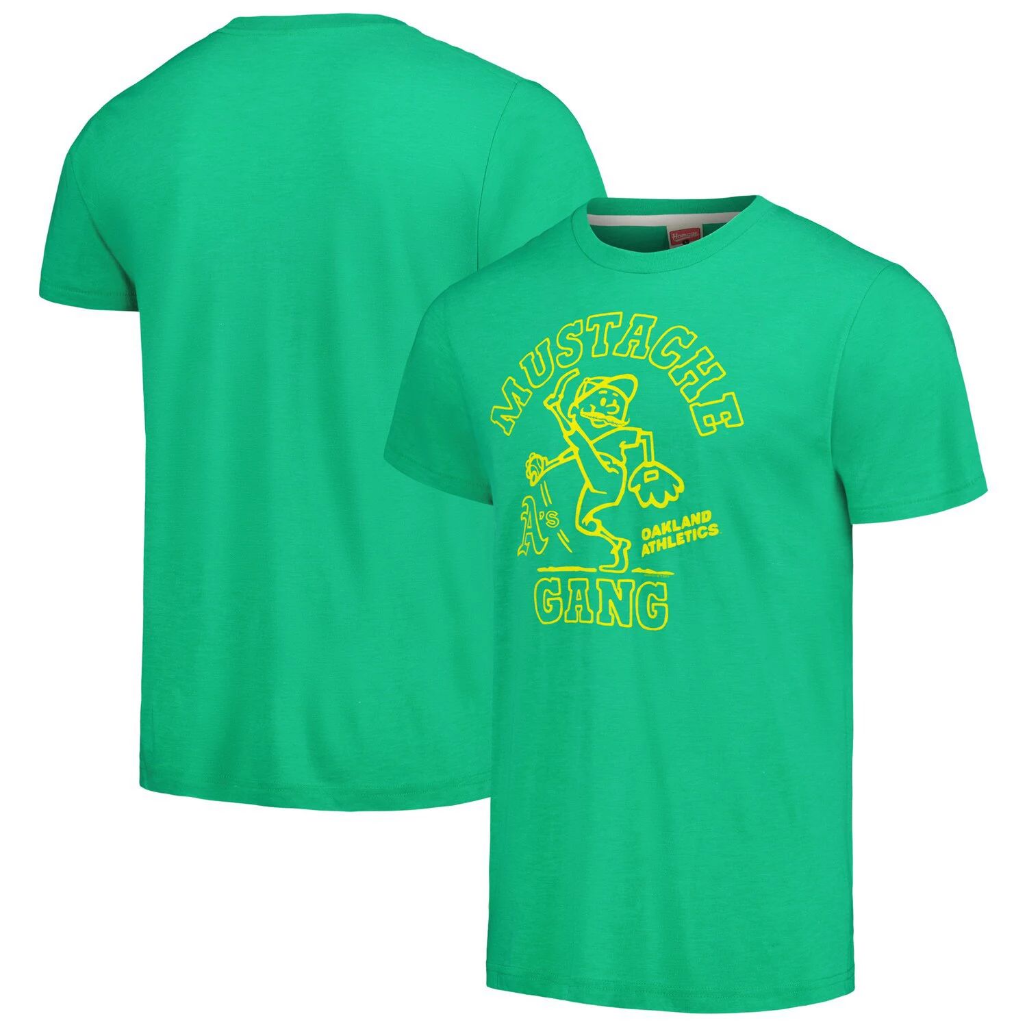 цена Мужская зеленая футболка Homage Oakland Athletics Mustache Gang Tri-Blend