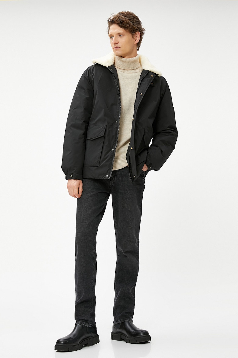 стеганая зимняя куртка с вшитыми карманами trendyol бежевый Зимняя куртка с вшитыми карманами Koton, черный