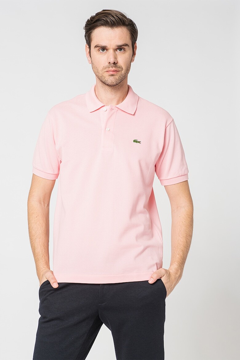 

Футболка из пике с воротником и логотипом Lacoste, розовый