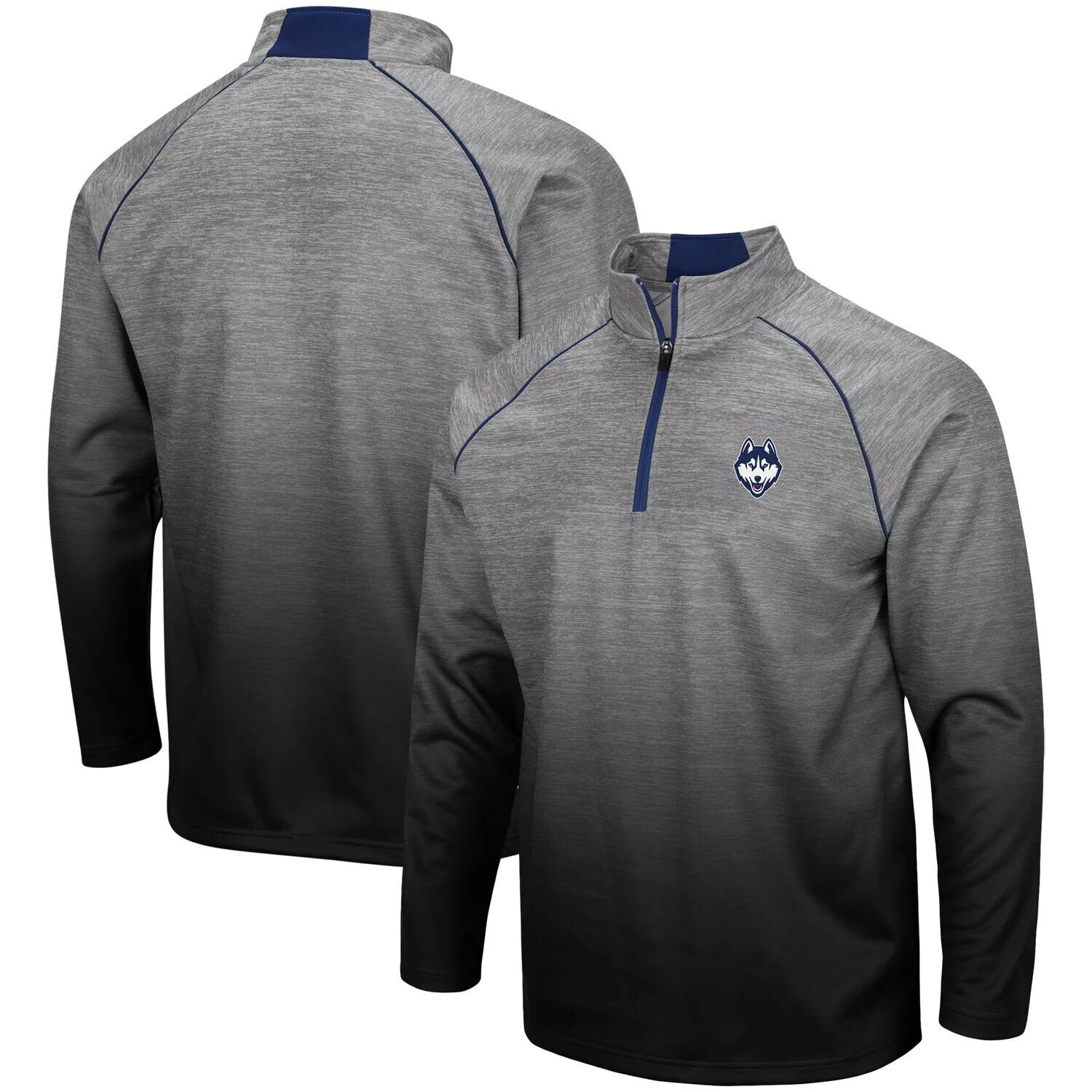 

Мужская серая куртка с застежкой-молнией UConn Huskies Sitwell Raglan с четверть-молнией Colosseum