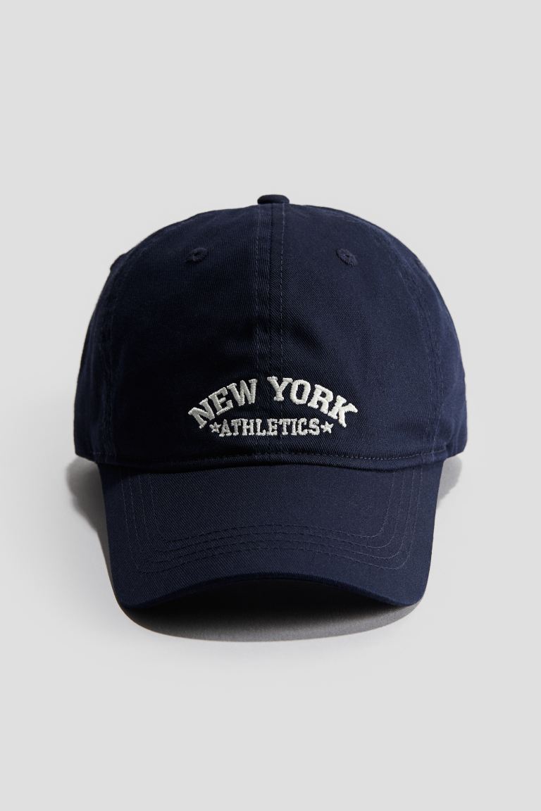 Шляпа из хлопкового твила с вышитым мотивом H&M, синий 1 шт мужская бейсболка с вышивкой букв нью йорк белый
