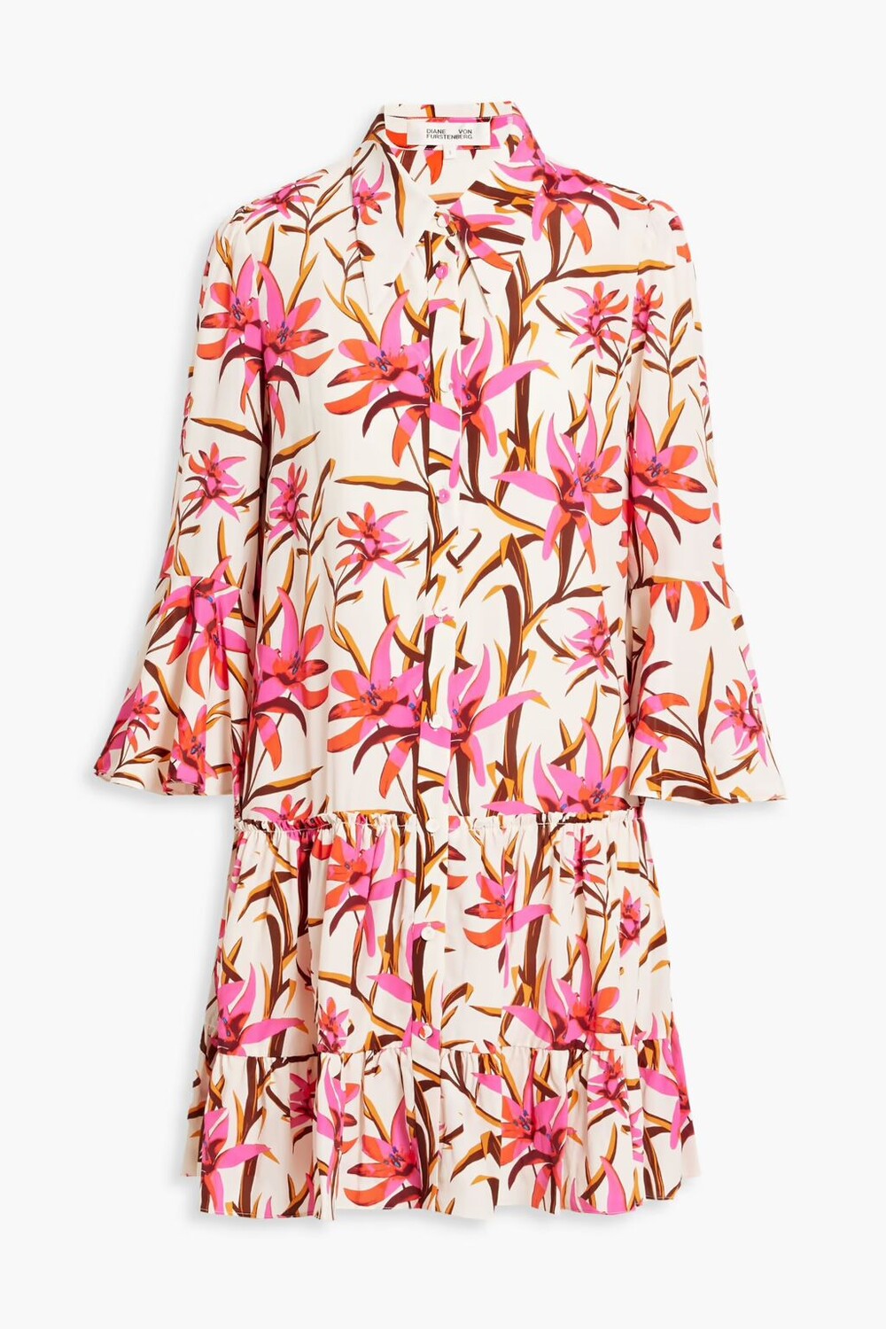 

Креповое платье мини Beata с цветочным принтом Diane Von Furstenberg, розовый