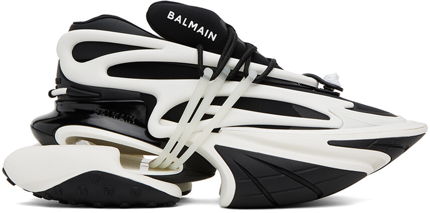 

Черно-белые кроссовки с единорогом Balmain, цвет Black