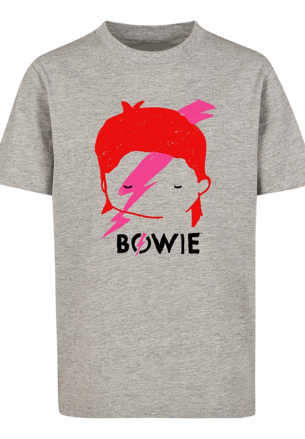 

Футболка с принтом DAVID BOWIE LIGHTNING BOLT SKETCH F4NT4STIC, цвет heather grey