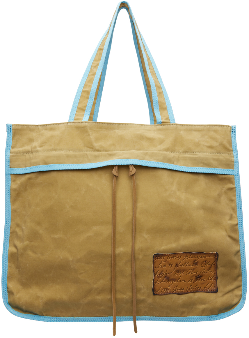 Бежево-синяя большая сумка из плотной ткани Acne Studios