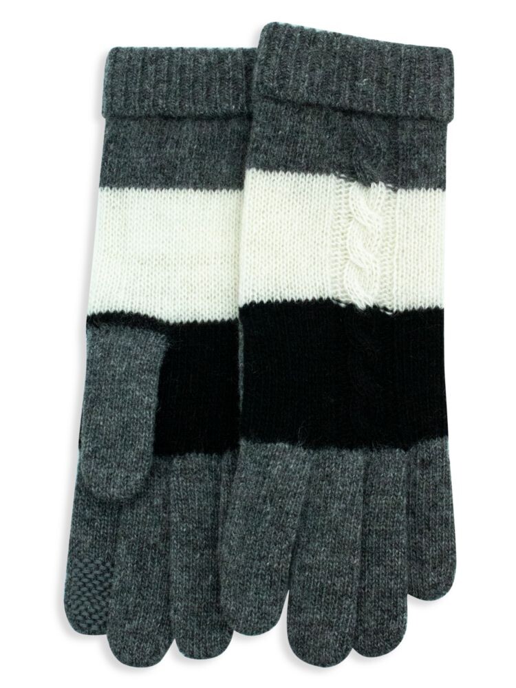 

Полосатые кашемировые технические перчатки Portolano, цвет Black White