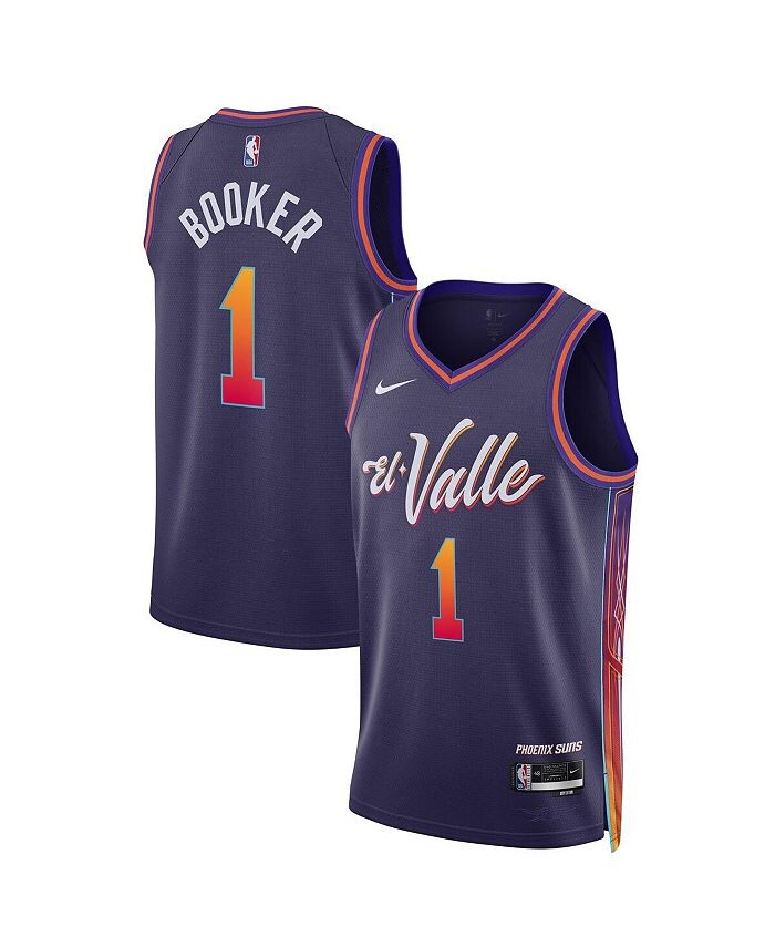 

Мужская и женская футболка Devin Booker Purple Phoenix Suns 2023/24 Swingman — City Edition Nike, цвет Purple