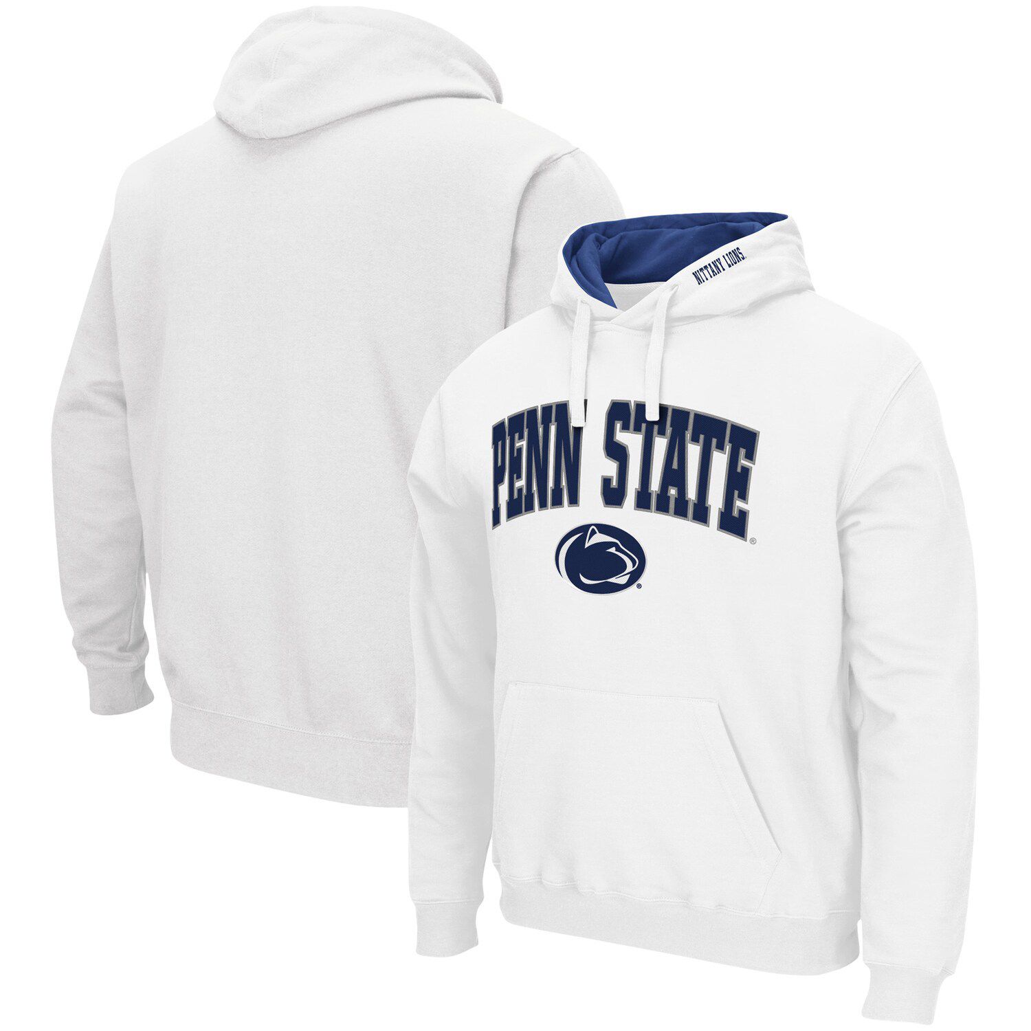 Мужской белый пуловер с капюшоном Penn State Nittany Lions Arch & Logo 3.0 Colosseum