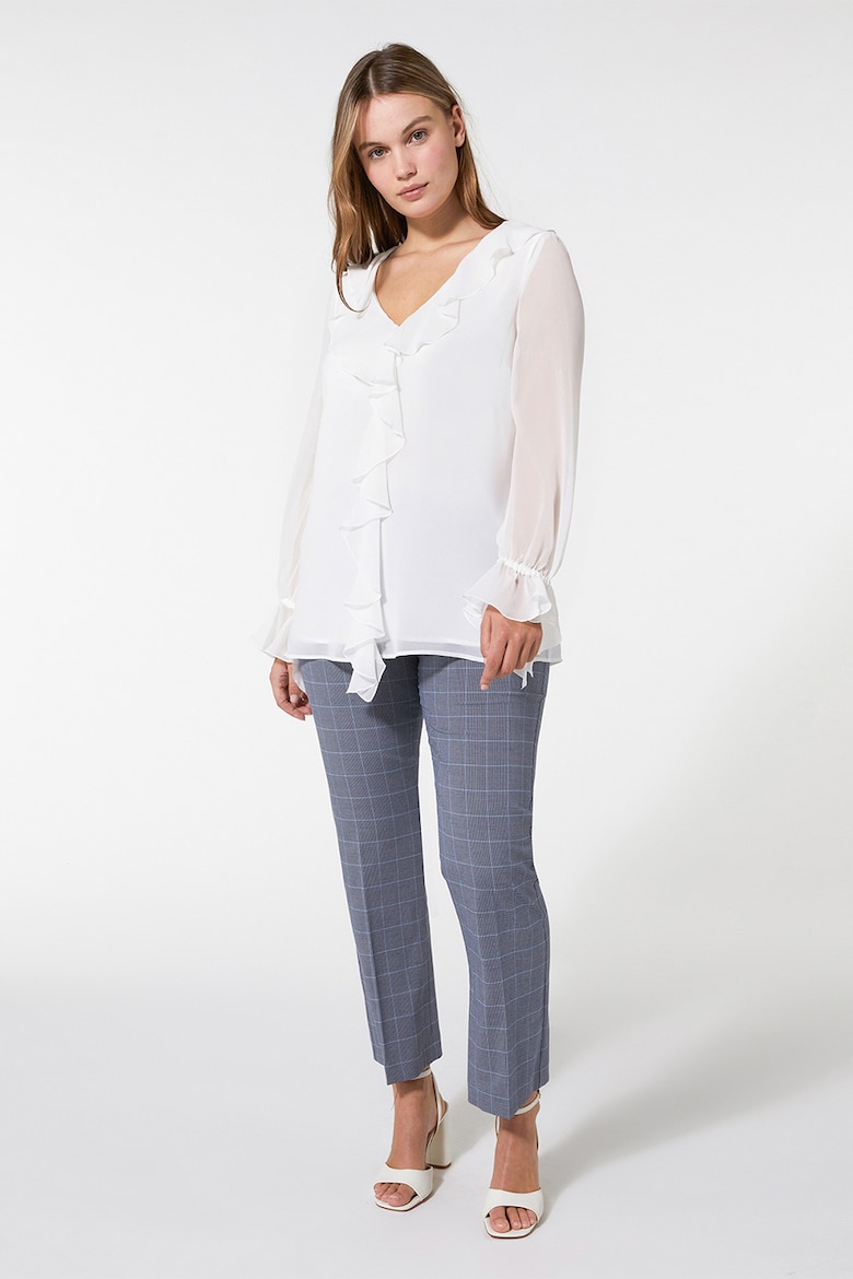Свободная блузка с заостренным воротником Elena Mirò, белый цена и фото
