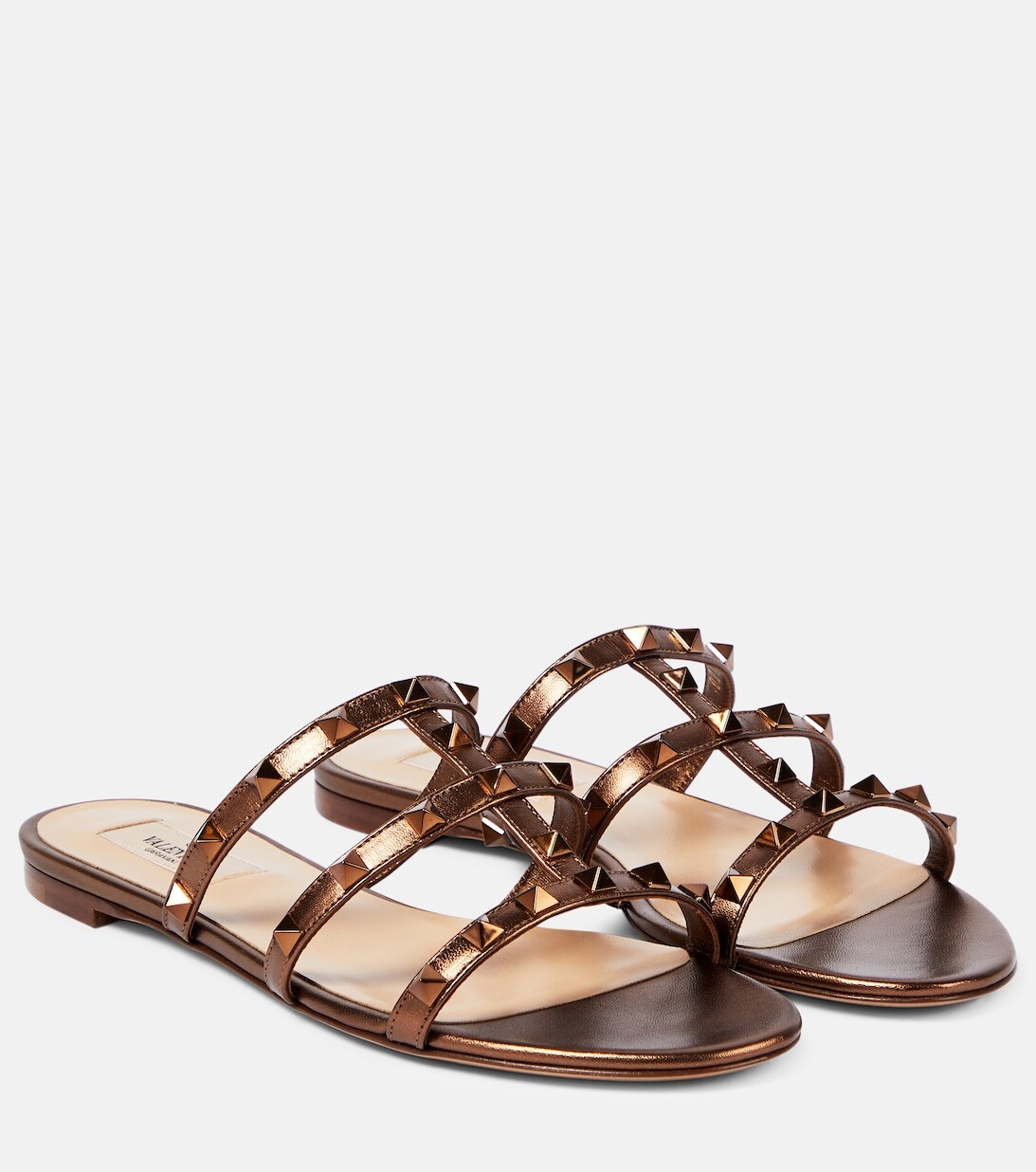 

Сандалии Rockstud из металлизированной кожи Valentino Garavani, металлик
