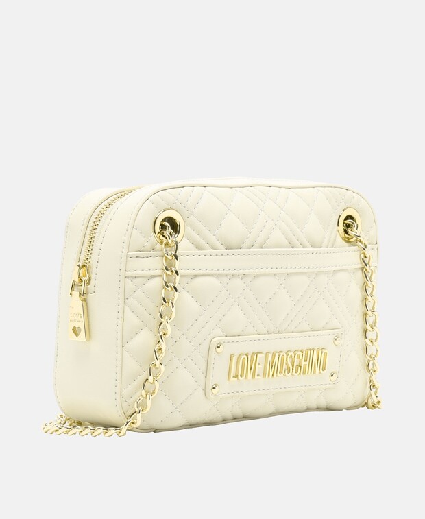 

Кожаная сумка через плечо Love Moschino, экрю
