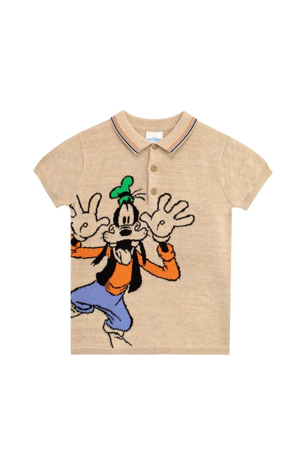 Вязаная рубашка-поло Mickey And Friends Goofy Disney, бежевый футболка goofy tour de goofy disney серый