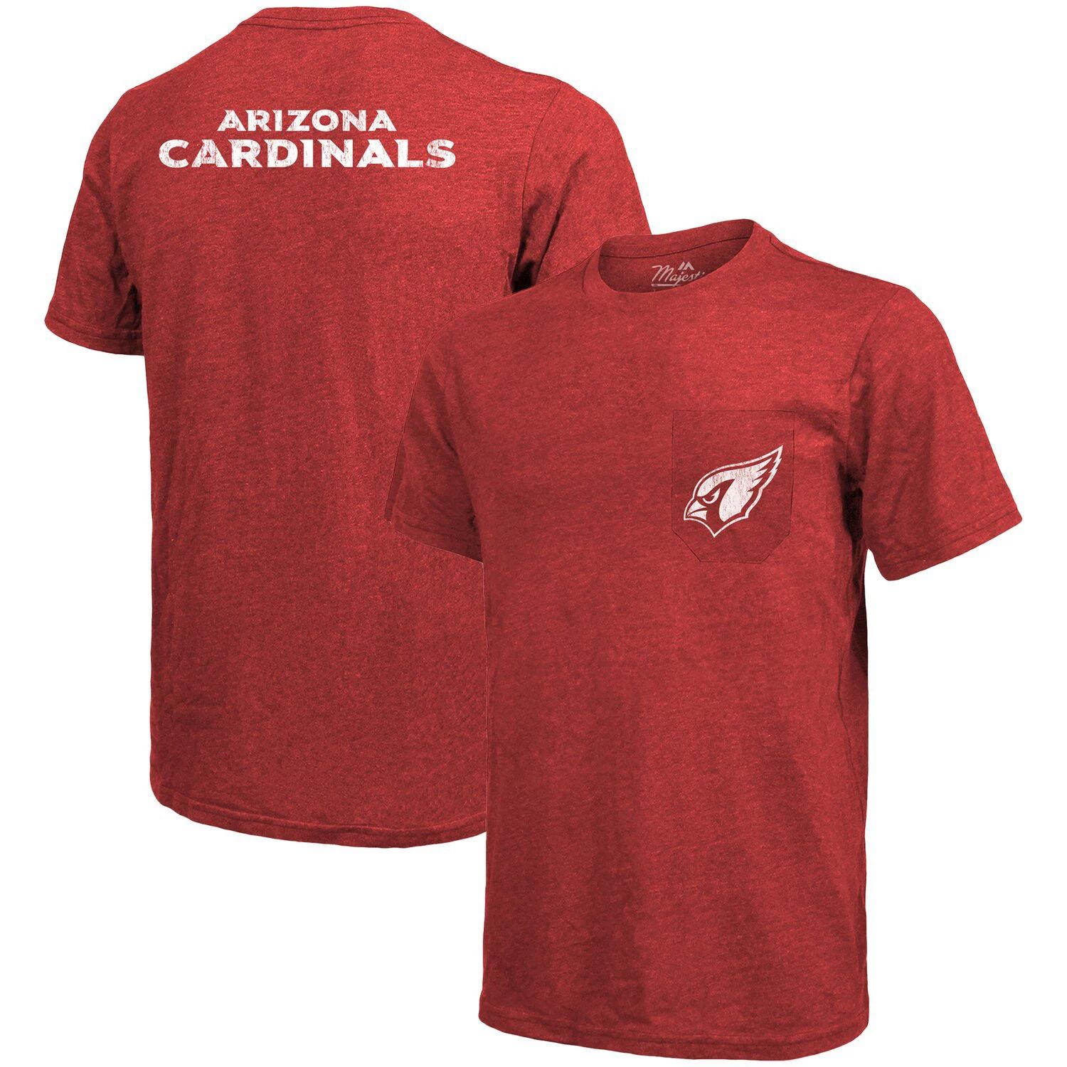 Футболка с карманами Tri-Blend Arizona Cardinals Threads - Cardinal Majestic футболка с карманами tri blend threads detroit lions синяя majestic