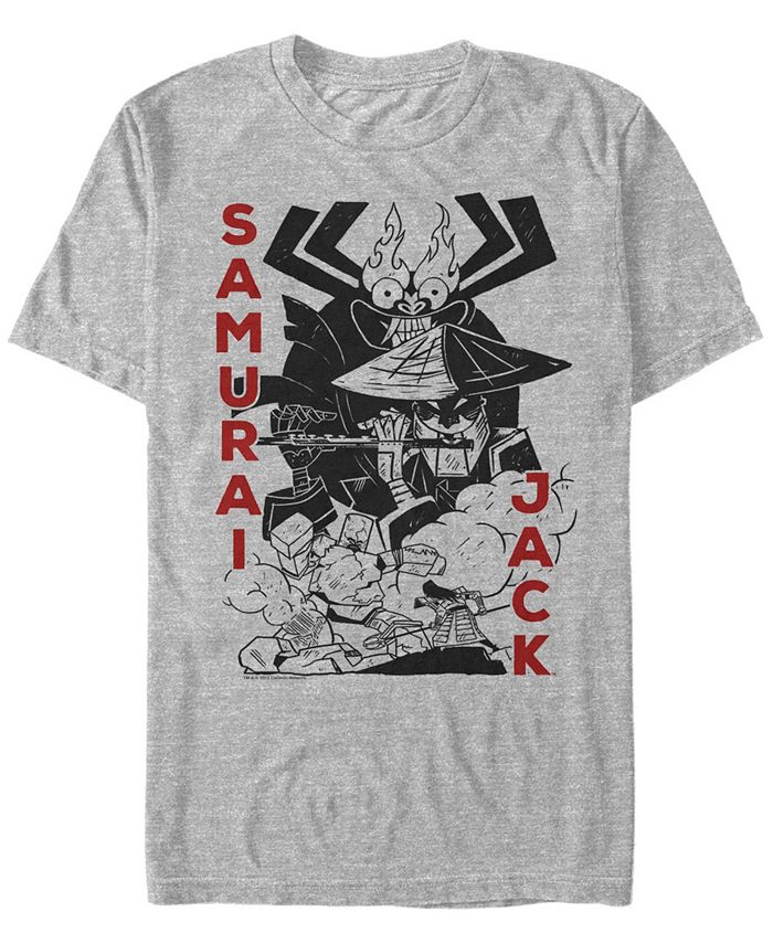 Мужская футболка с коротким рукавом и принтом Samurai Jack Aku Battle Woodblock Fifth Sun, серый сумка самурай джек голубой