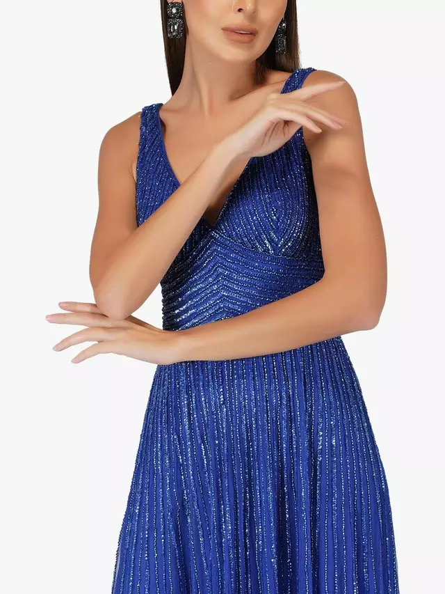 

Платье Lace & Beads Lorelai Embellished Maxi, синий