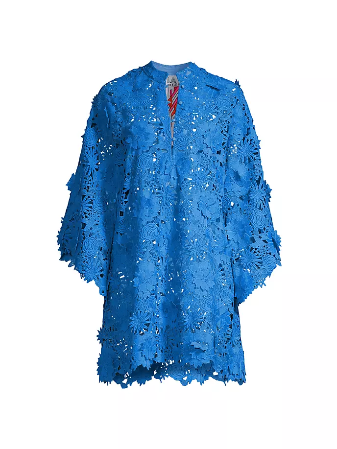 

Мини-кафтан с цветочным кружевом La Vie Style House, цвет cobalt
