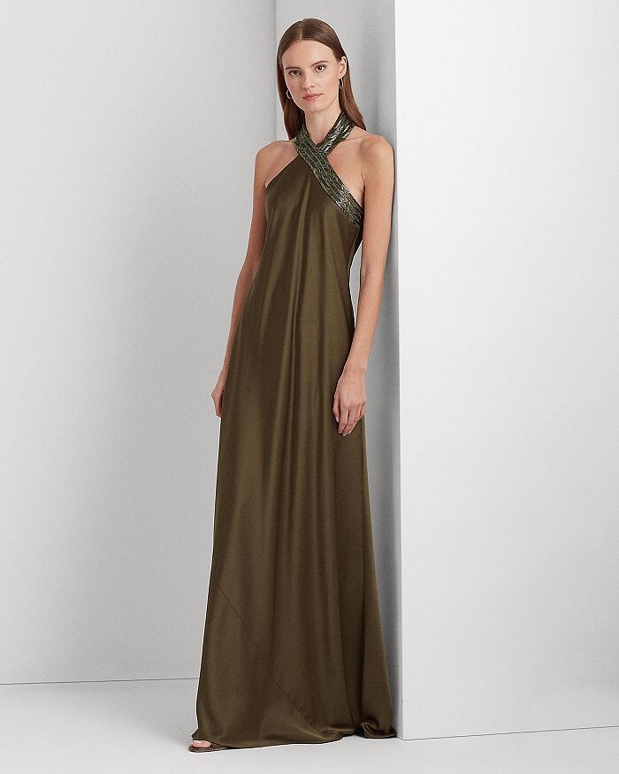 

Атласное платье из бисера из шармеза Ralph Lauren