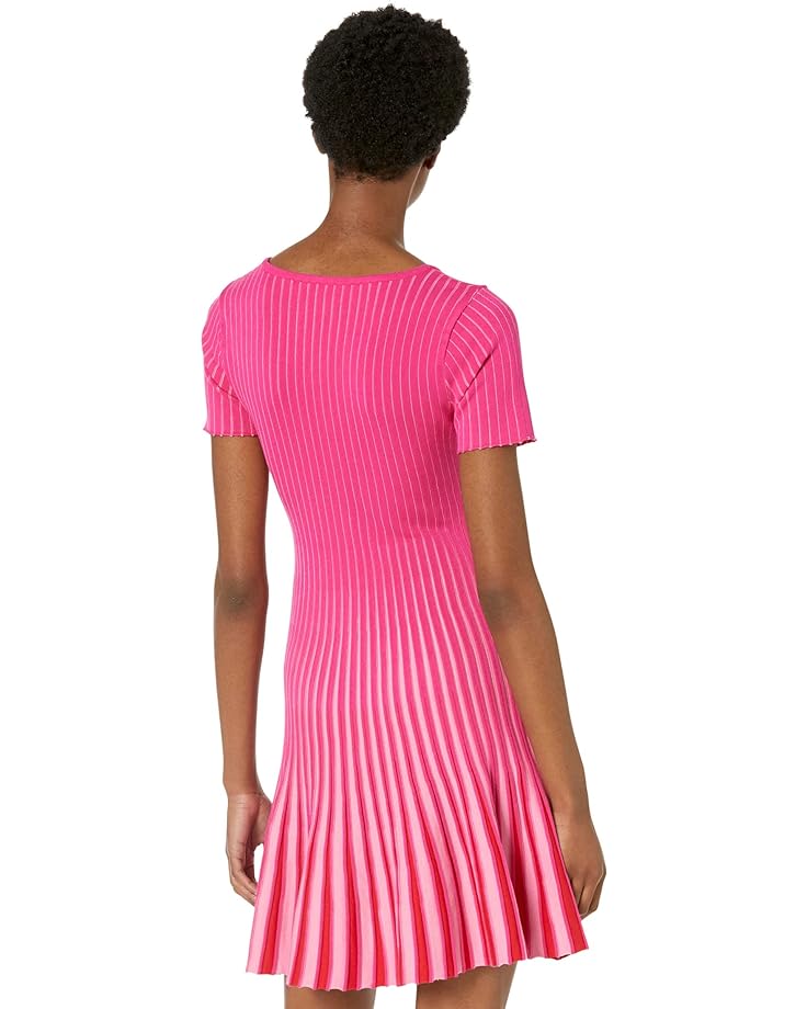 Платье MILLY Inset Stripe Flare Godet Dress, цвет Shocking Pink Multi
