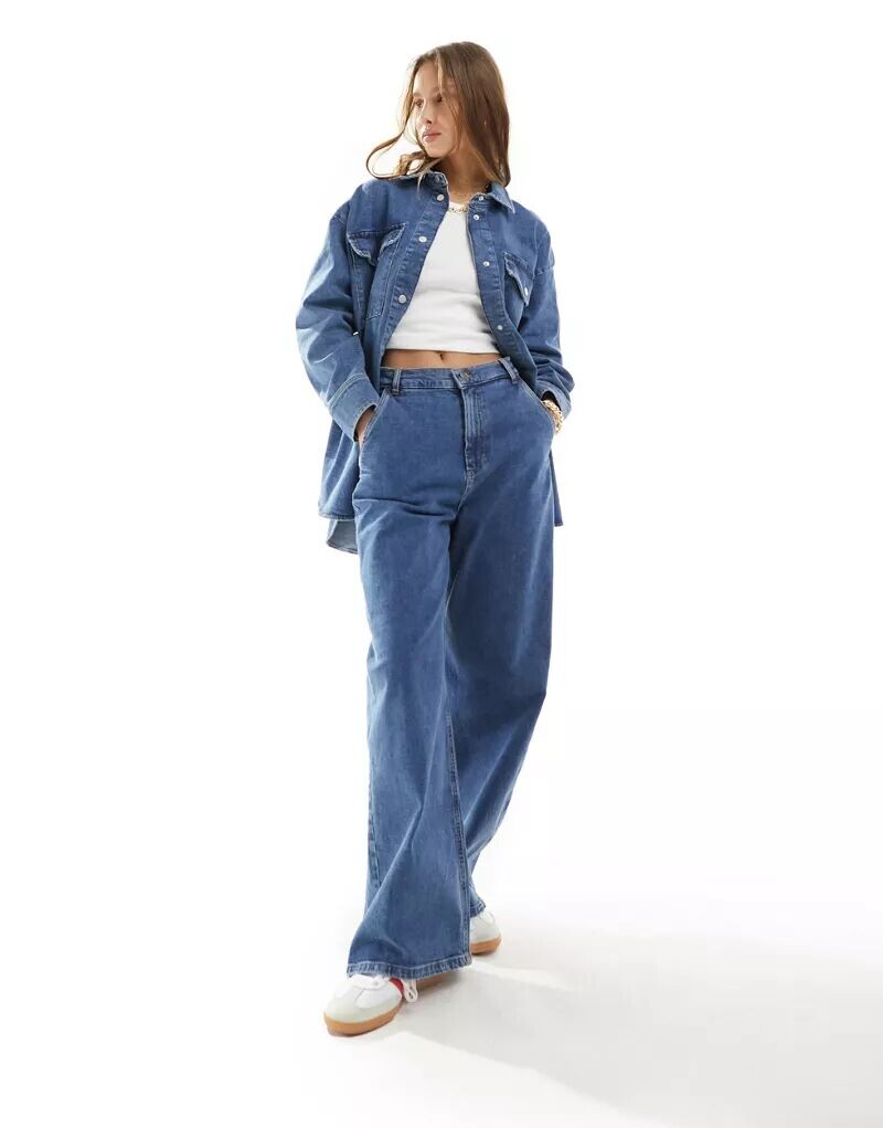 

Джинсы InWear Tonia с завышенной талией и широкими штанинами винтажного синего цвета, однотонные In Wear