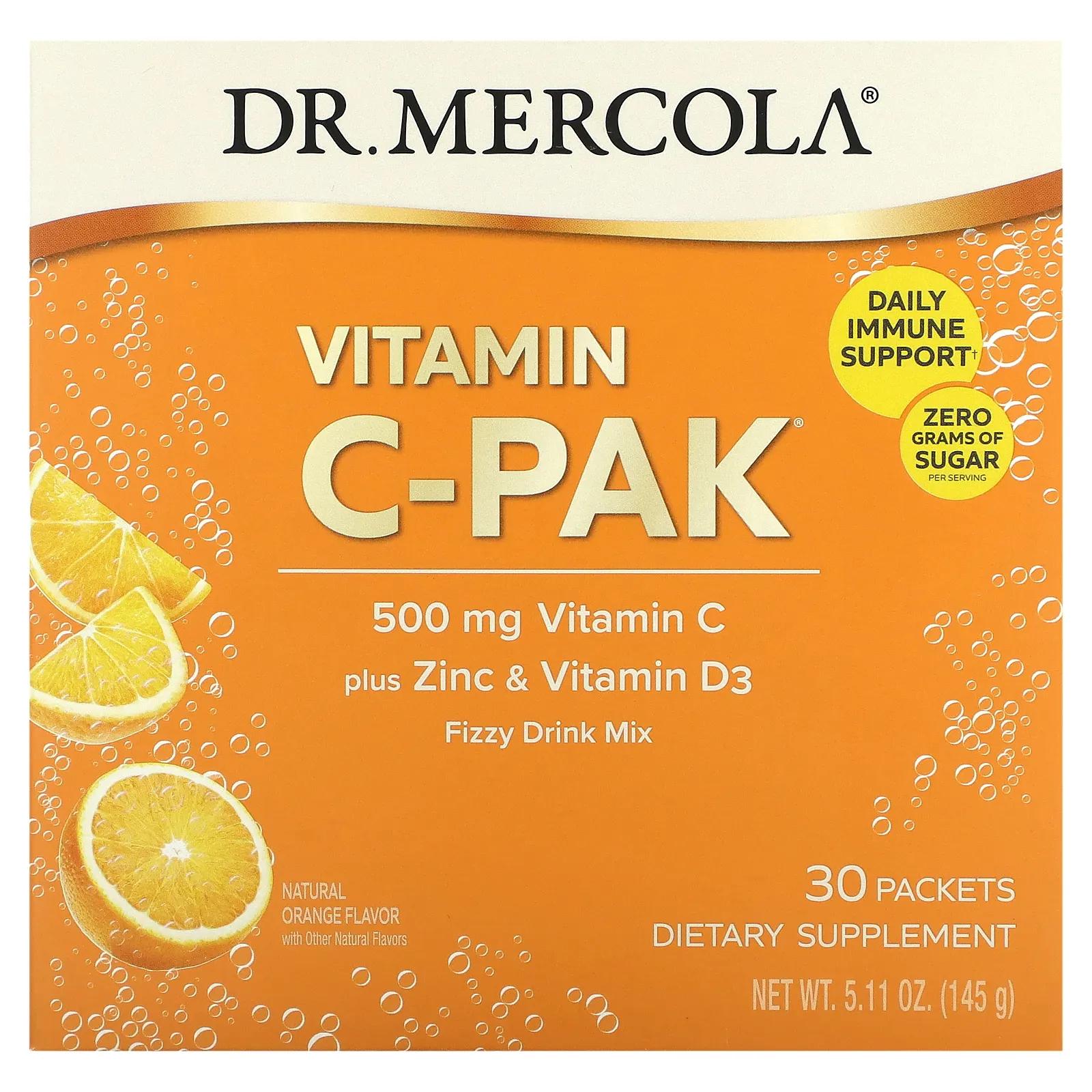 Dr. Mercola Витамин C-PAK натурального апельсина 30 шт. цена и фото