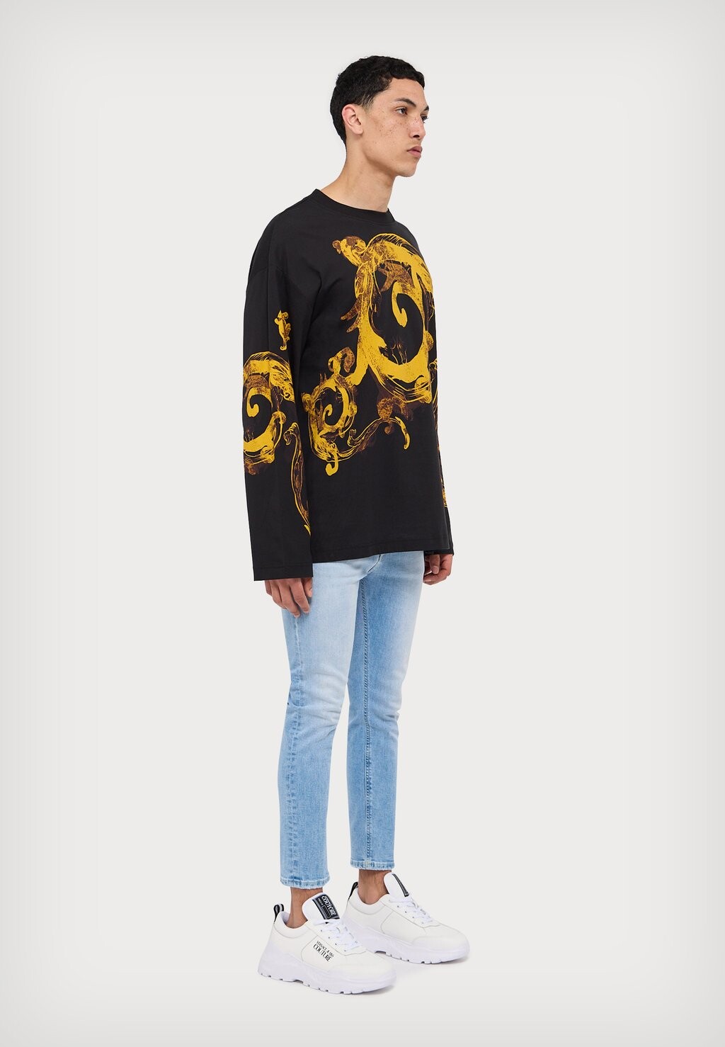 

Топ с длинными рукавами Panel Baroque Versace, черный/золотой