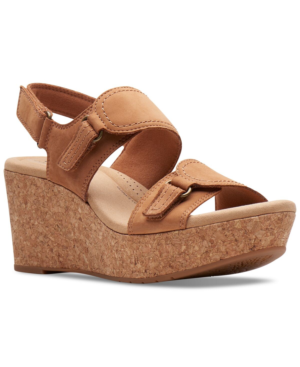 

Женские босоножки на платформе с открытой пяткой Rose Lane на танкетке Clarks, коричневый