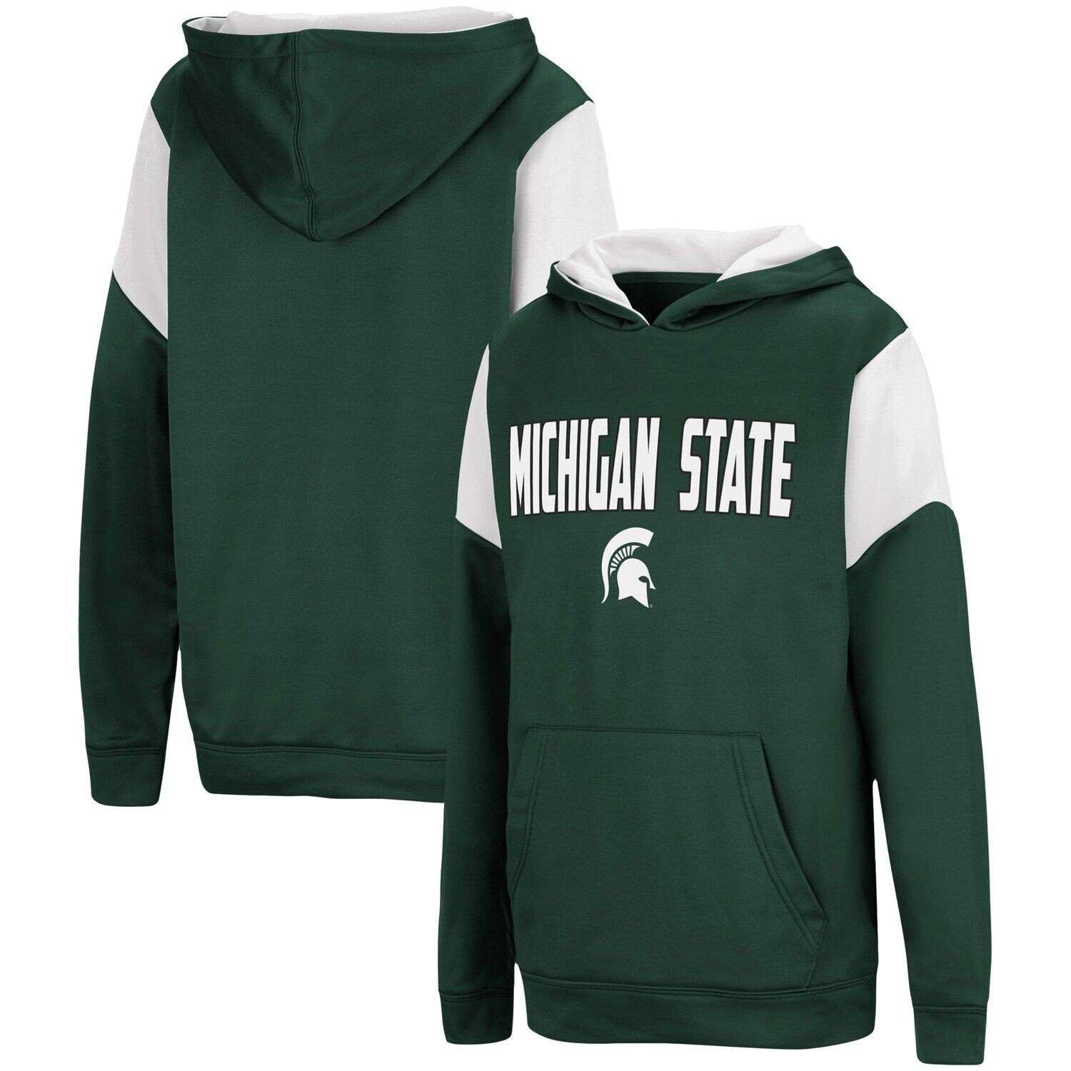 

Молодежный пуловер с капюшоном Youth Colosseum Green Michigan State Spartans VF Cut Sew Colosseum