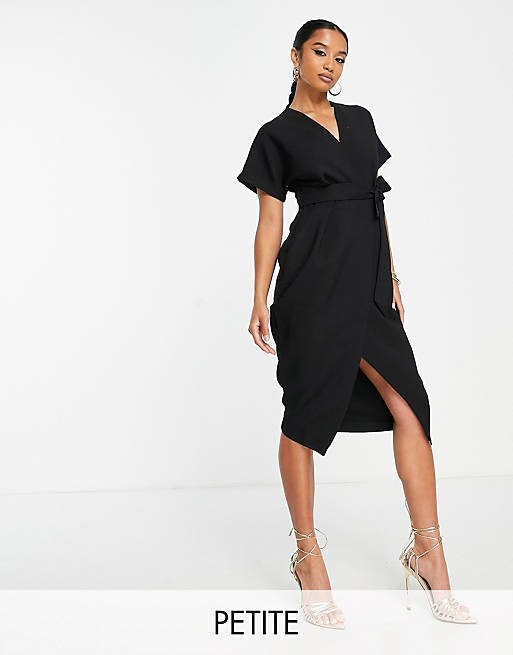 

Черное платье-кимоно с запахом Closet London Petite, Черный