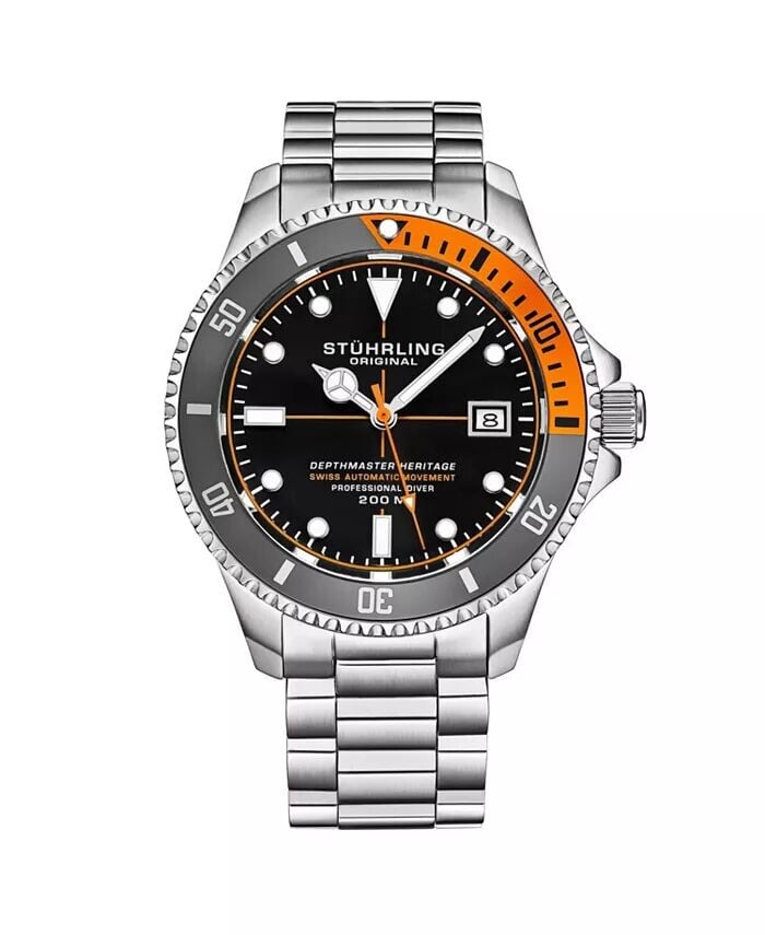 

Швейцарские автоматические часы Depthmaster Heritage 42 мм Classic Diver Stuhrling, черный