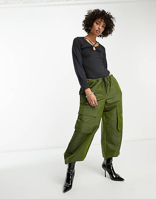 

Черное суперэластичное боди с длинными рукавами и бретелями Threadbare Tall