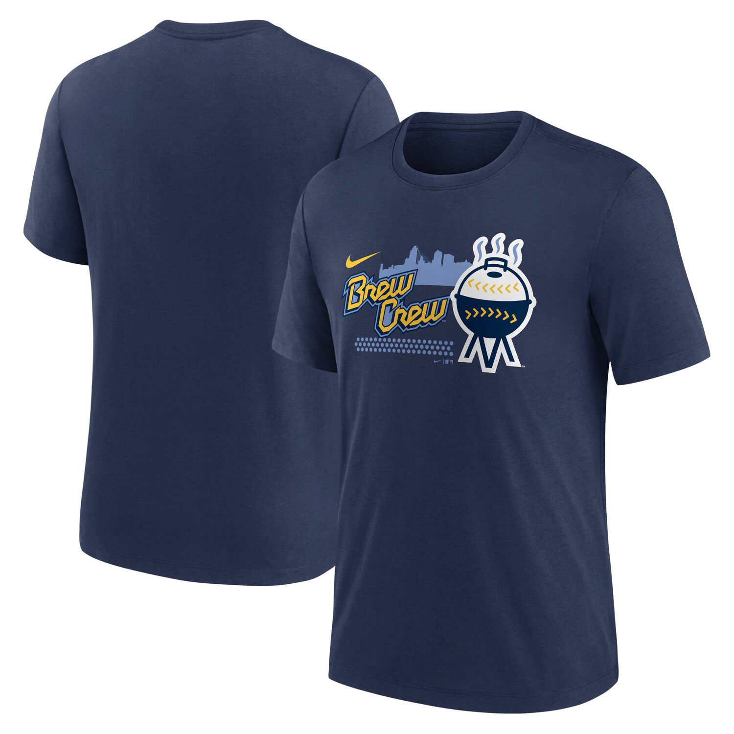 Мужская темно-синяя футболка Milwaukee Brewers City Connect Tri-Blend Nike фото