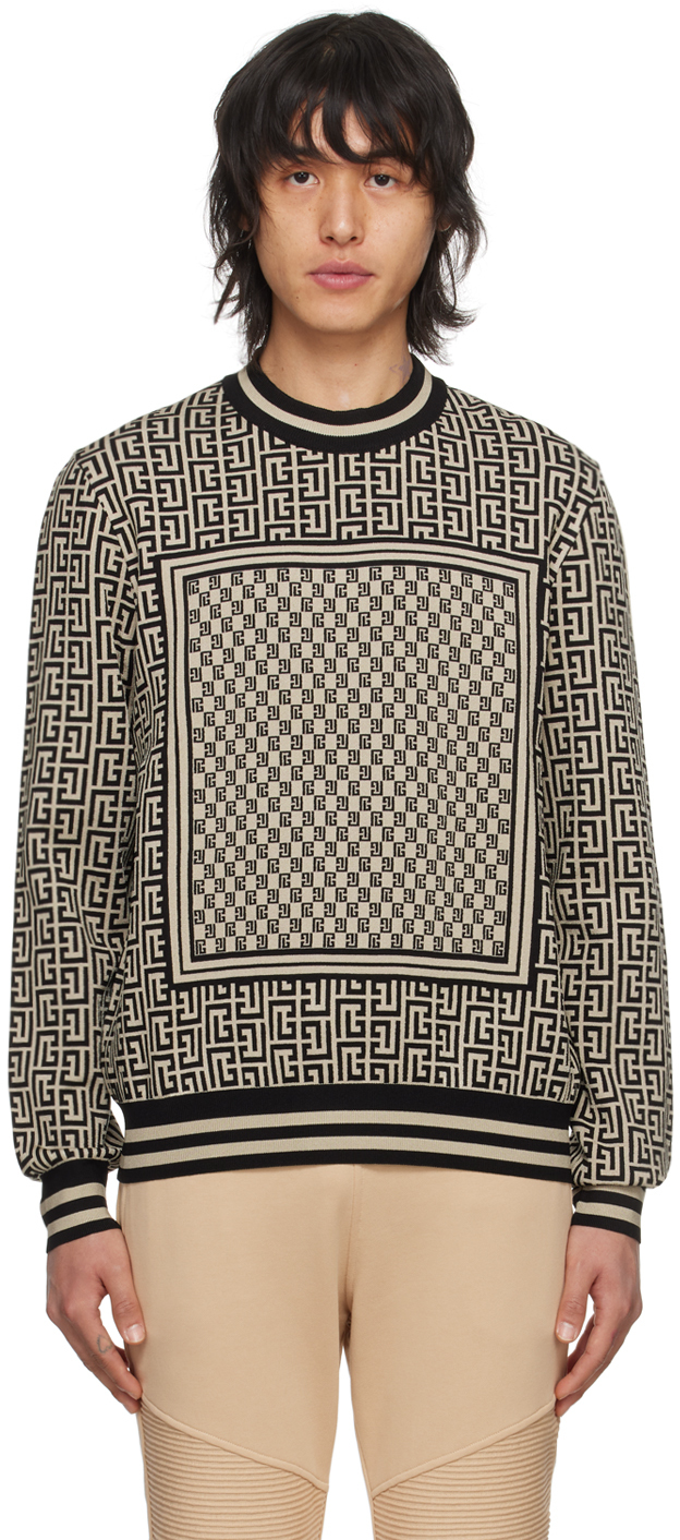 Черный мини-свитер с монограммой Balmain, цвет Ivoire/Noir манекен портновский с деревянными руками женский 88×65×91 цвет слоновая кость