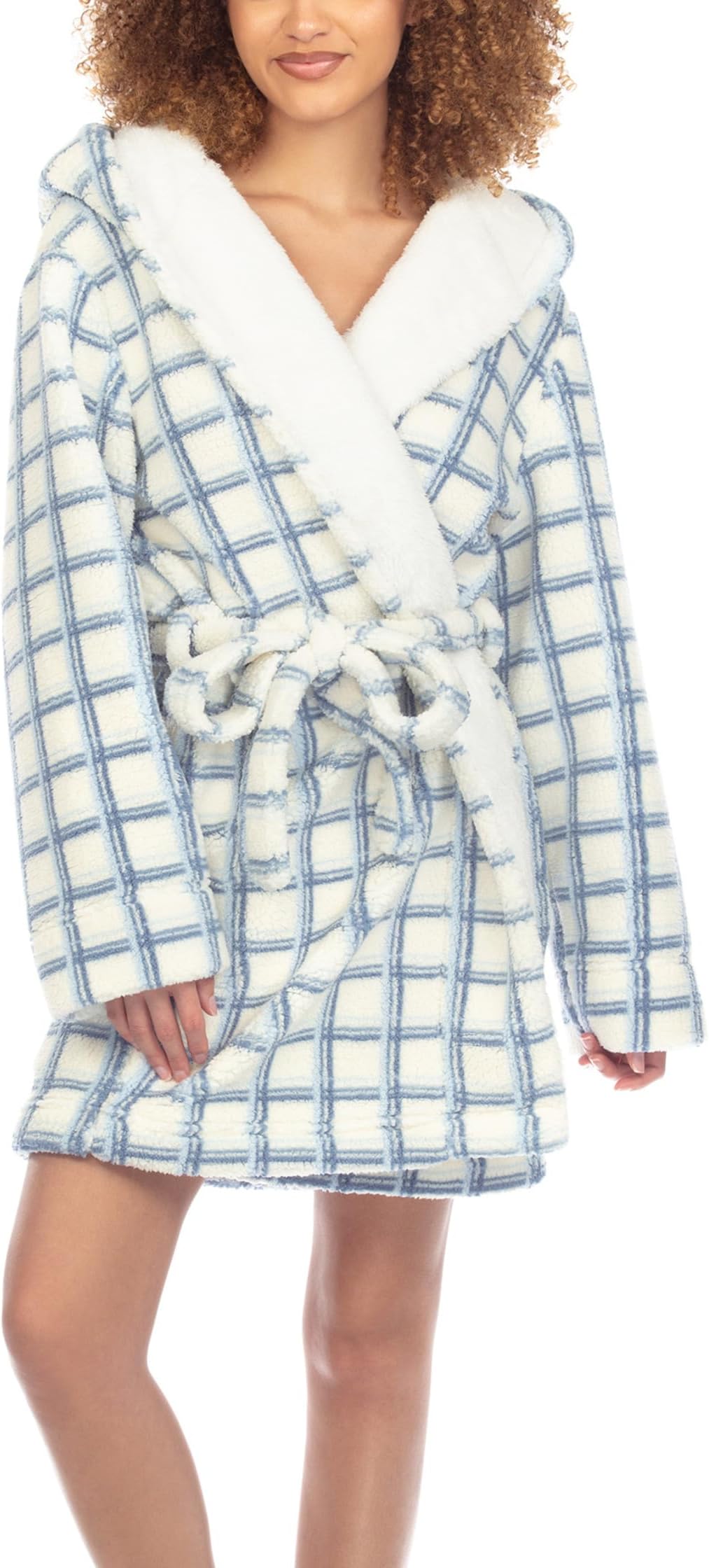 Халат Layer Up Fluffy Sherpa Robe Honeydew Intimates, цвет Peppermint Plaid