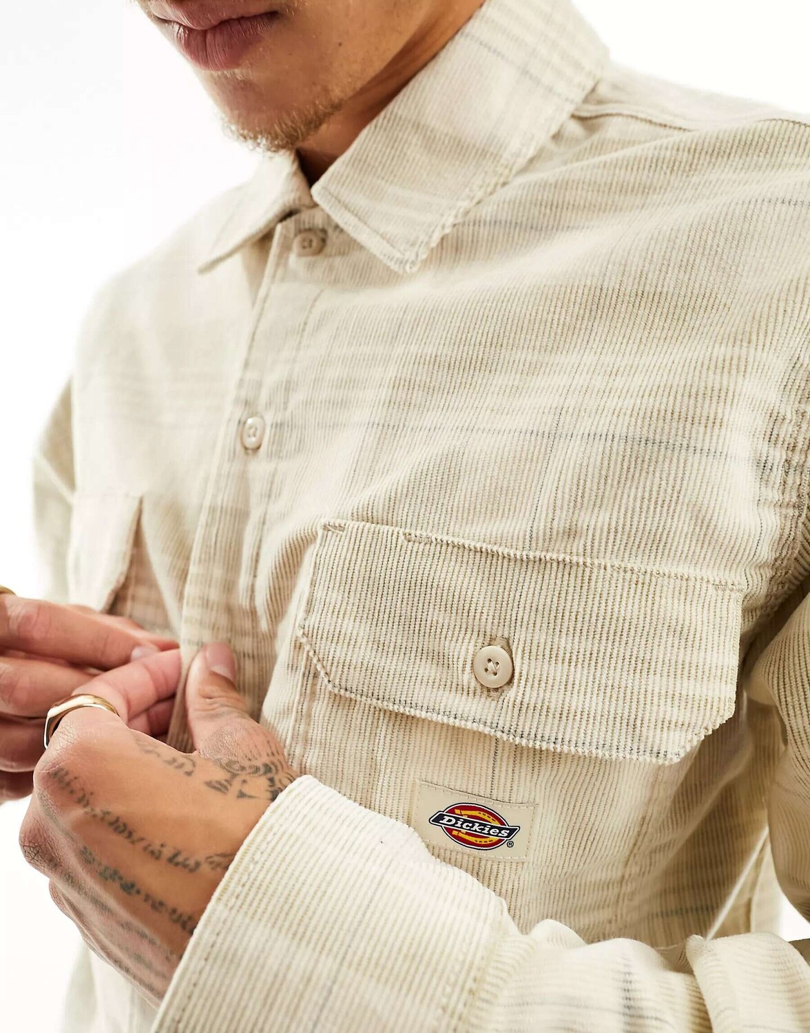 

Бежевая вельветовая рубашка в клетку Dickies alma