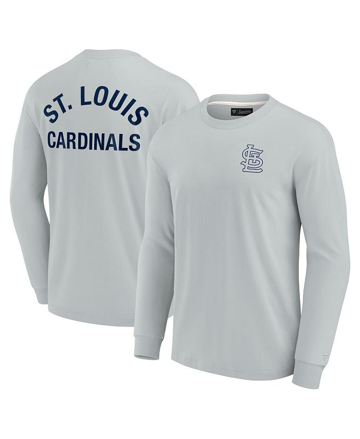 

Мужская и женская серая супермягкая футболка с длинным рукавом St. Louis Cardinals Fanatics Signature, серый