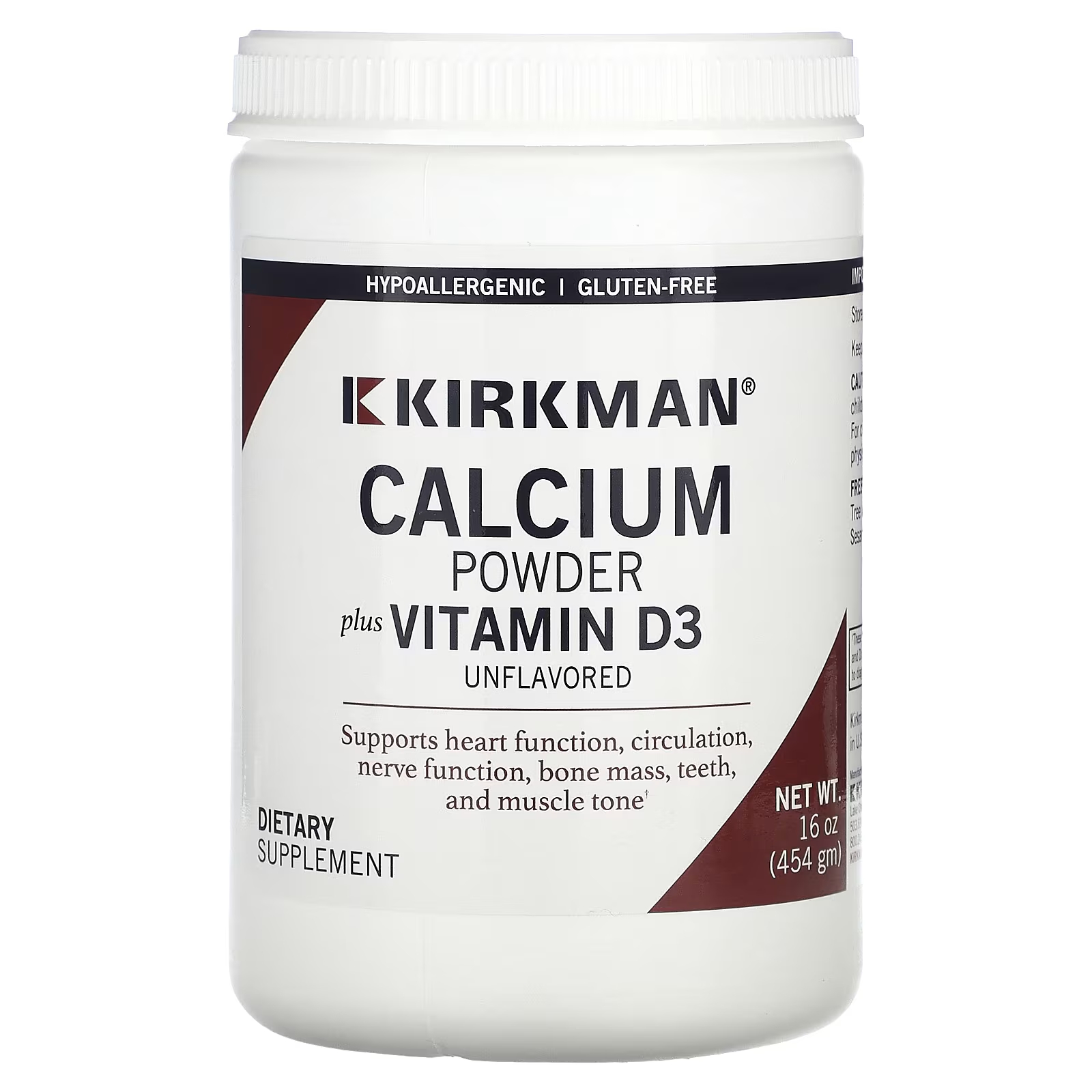 Порошок кальция Kirkman Labs плюс витамин D-3, без вкуса, 16 унций (454 г) kirkman labs буферизованный порошок с витамином c маракуйя 198 5 г 7 унций