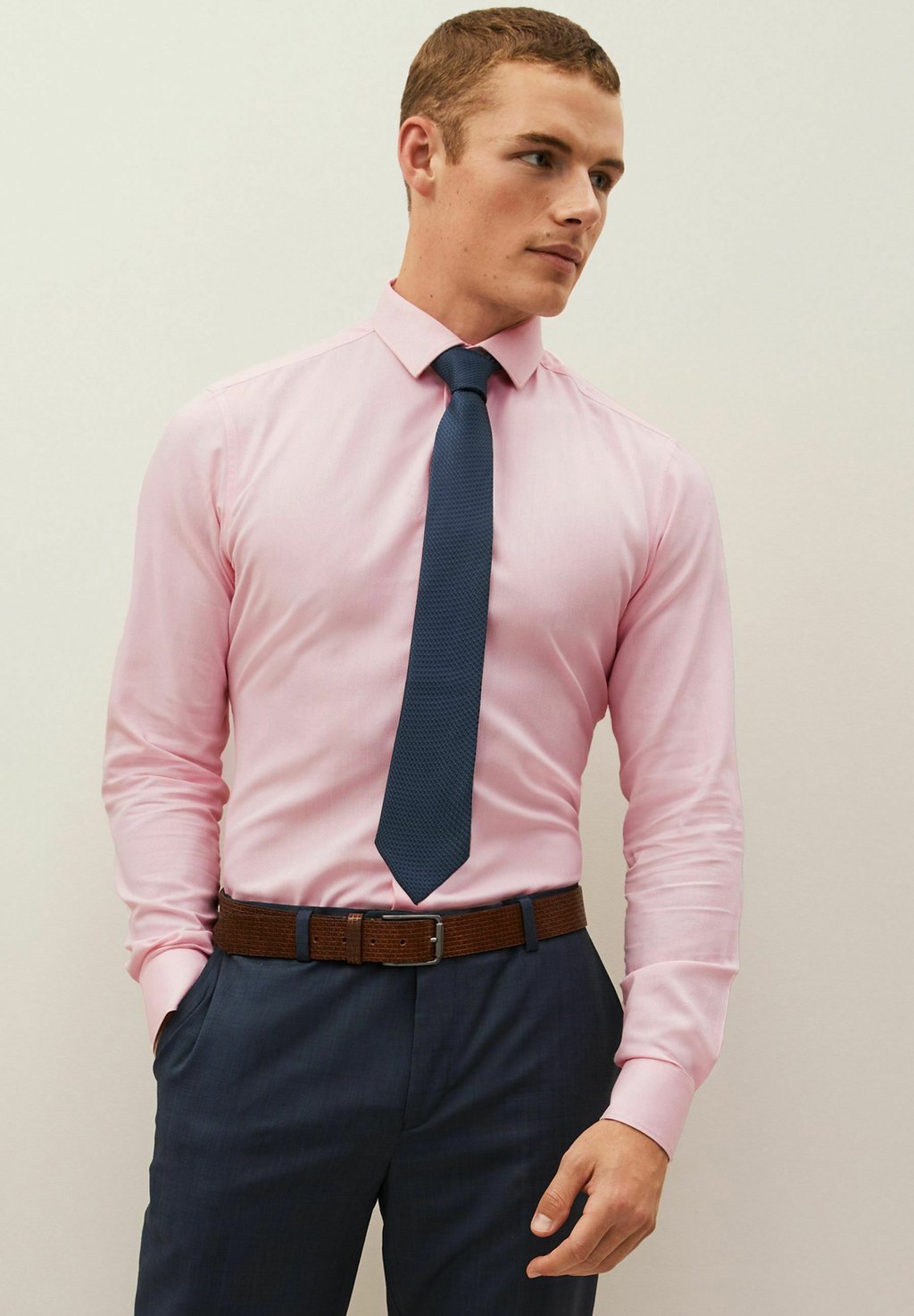 Классическая рубашка Next, розовая, темно-синяя