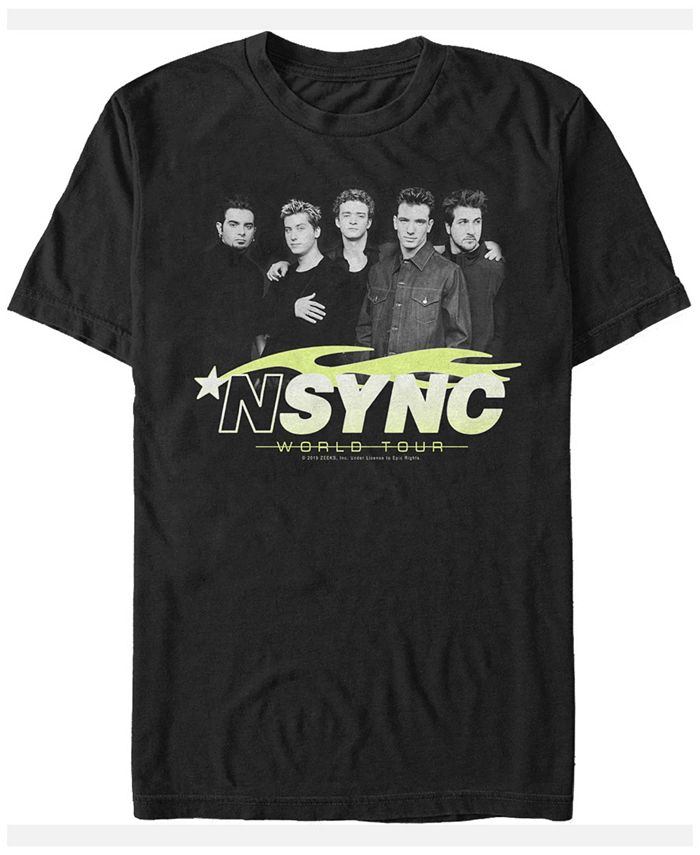 Мужская футболка N'Sync с короткими рукавами и портретом World Tour Fifth Sun, черный
