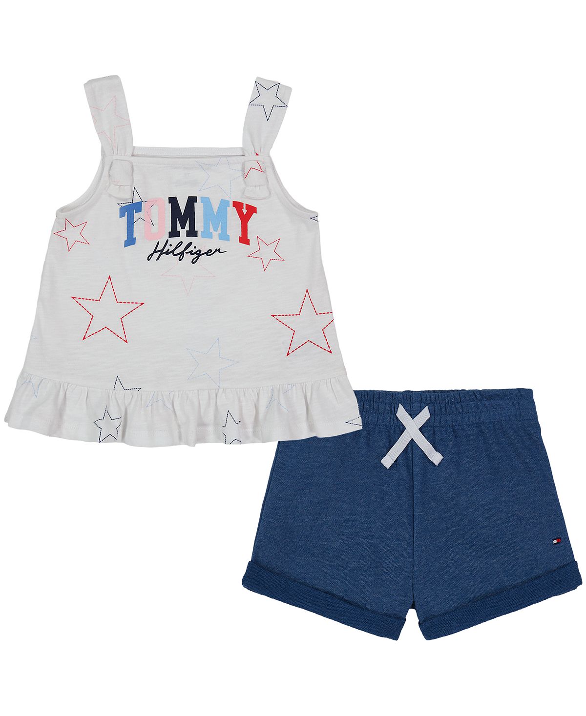 

Babydoll Little Girls Stars Logo и шорты с манжетами из френч-три, комплект из 2 предметов Tommy Hilfiger